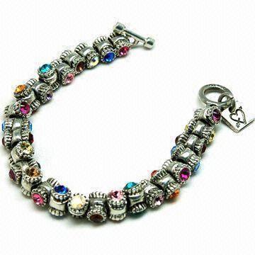 Alloy/Charm/European Bracelet with Magnetic Clasp, CZ Stone Color Can Be Customized