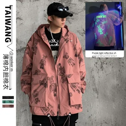 Machine bear luminous cotton jacket 2021 new men's jacket