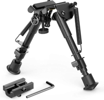 Fibra de carbono ajustable Bipod 6 "-9" con adaptador