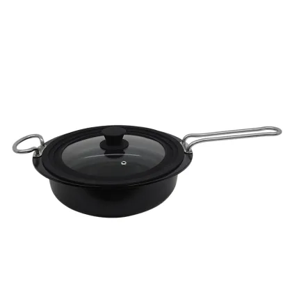 Black Metal Shallow Casserole with Lid