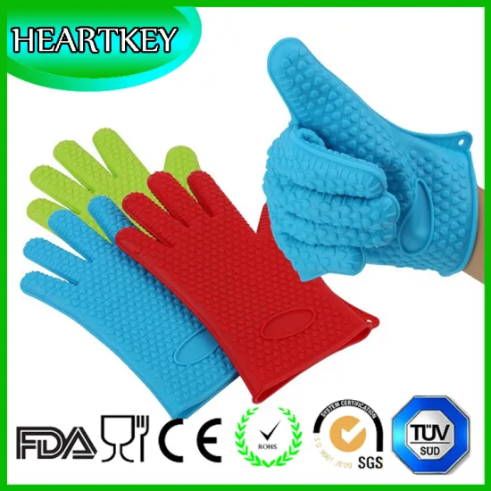 Silicone Grilling Gloves - Best Heat Resistant Cooking Kitchen Pot Holders and Oven Mitts