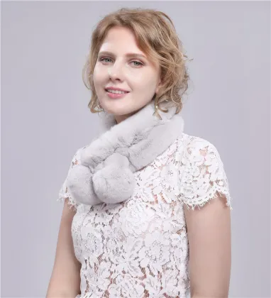 Soft Rex Rabbit Fur PomPom Neck Scarf Winter Scarf Real Fur Scarf