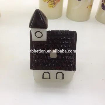 battery operated led wax candle led house shaped light for Christmas flameless candle real wax led christmas house light