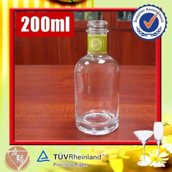 200ml fine white frost personal logo print cylinder round empty glass liquor bottle with screw cap