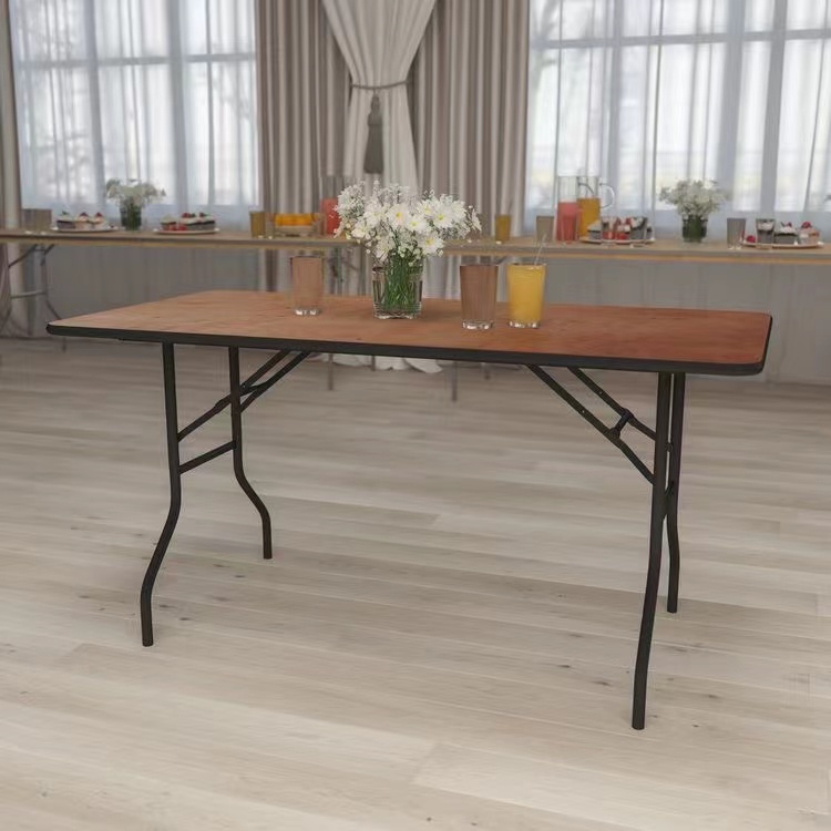 Commercial Outdoor Furniture Wood Top with Metal Legs Dining Restaurant Wooden Hotel Folding Wedding Banquet Table