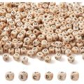 520pcs/cubo de saco de miçangas de madeira 26 letras 10mm