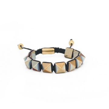 New Style Jewelry Color Gold Plated Hematite Bead Bracelet Men, Natural Stone Bead Bracelet