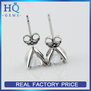 simple prong setting stud earrings round zircon 925 silver earrings