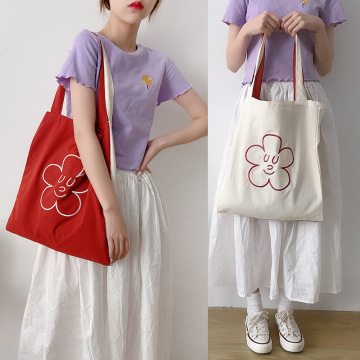 Polyester Flowers Handbags Embroidery Travel Shopping Bag