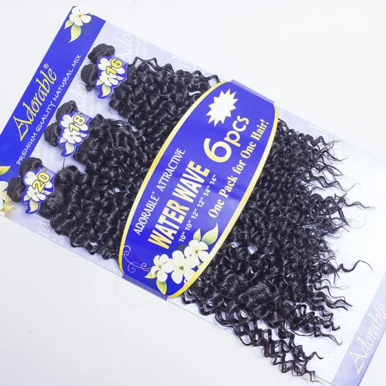 Adorable hot sale faked Hair Water Wave 6 pieces/lot 16"-20" synthetic Hair Weaves Wet and Wavy Natural curly ombre