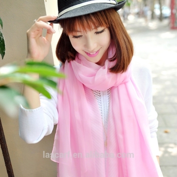 New style 100% Polyester scarves women's pure color shawl pink