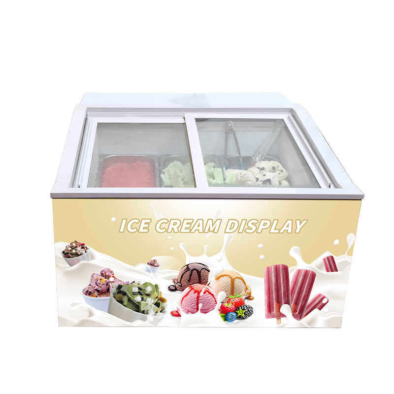 display case frozen hard ice cream cabinet