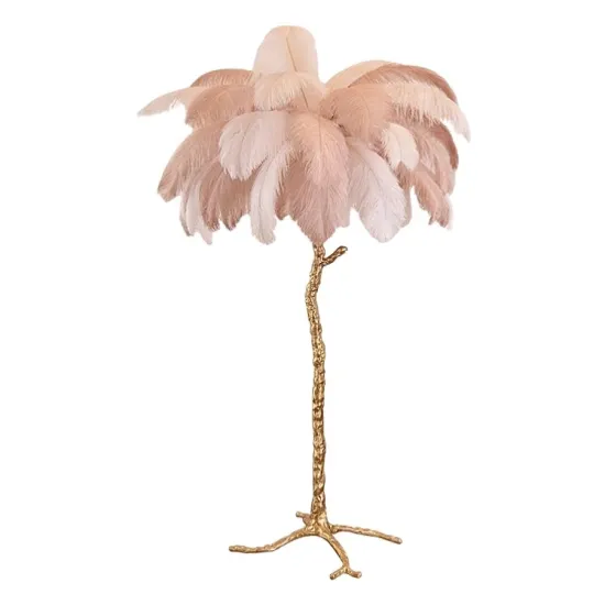 2021 Newly Hot Sale Promotion Artificial Copper Feather LED Floor Lamp