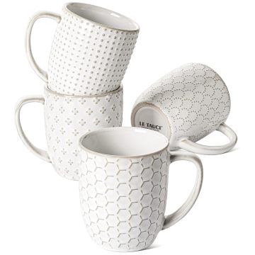 Ceramic Mug Set for Latte and Tea - 12 oz Coffee Mugs for Housewarming and Wedding Gifts