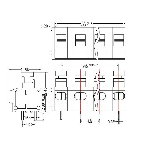 AT120-7.5／7.62XXX-CD PCB Spring Terminal Block Pitch7.5／7.62 