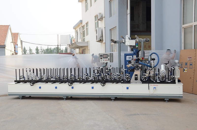 Automatic Hot Melt Adhesive Profile Wrapping Machine with PUR Glue for Wood Frame Making