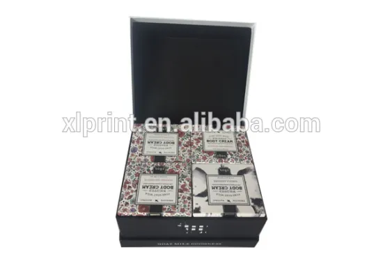 Luxury paperboard cosmetic box with magnets closure in customized printing