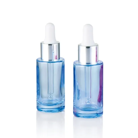 Blue Glass Dropper Bottle with Silver Cap for Perfume and Aromatherapy