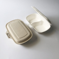 Bagasse 1000ml 힌지 된 Clamshell 2 구획 도시락