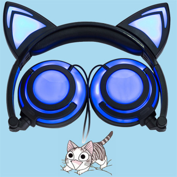 Rechargeble cat ear headphones game girl child headset