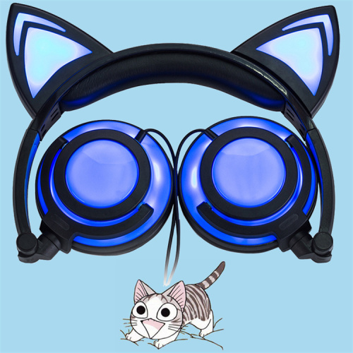 Headphone telinga kucing isi ulang, headset anak perempuan permainan