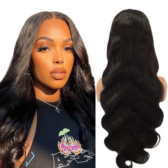 Uniky Wholesale Lace Wig Human Hair Vendor Real Mink Brazilian Cuticle Aligned Human 1b# Virgin Hair Lace Front Wig Body Wave