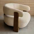 Chaise lounge minimalista de madera maciza con sofá de tela