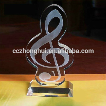 Music crystal trophy award