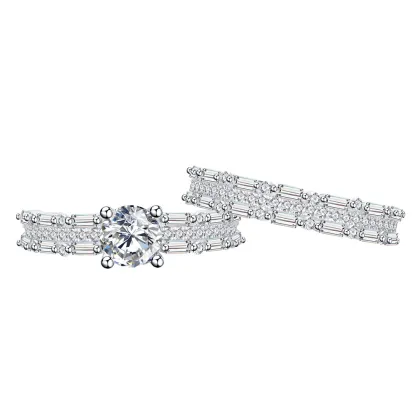Fashion Half Circle Inlaid Diamond Sterling Silver Ring Wholesale