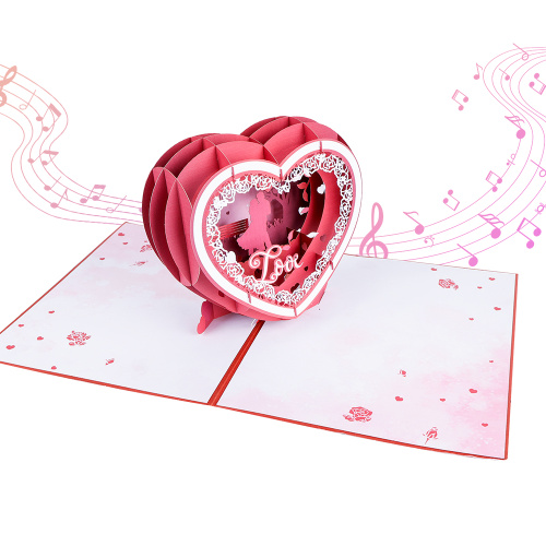 Biglietto di San Valentino pop-up 3D con cuore rosso