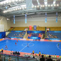 colorido piso de la cancha cubierta de deportes de fútbol de pvc