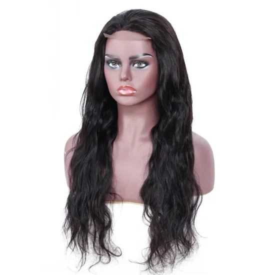 Front Lace Hair Wig For  Black Women, Natural Black Brazilian Hair Body Wave Wig With 4*4 Closure Wigs