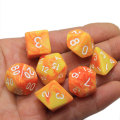 7pcs / set Dichromatic D4 D6 D8 D10 D12 D20 Dados poliédricos Números Diales de escritorio Dados de varios lados para juego de mesa