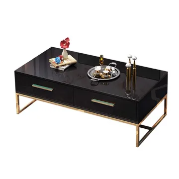Modern Golden Glass Top Stainless Steel Base Coffee Table