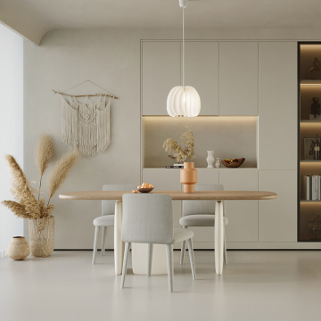 Design de sala de jantar moderno mesa de madeira