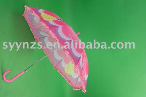 lovely pink children umbrella with lace