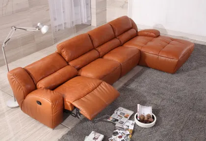 Auto reclining home leather sofa corner sofa with chaise