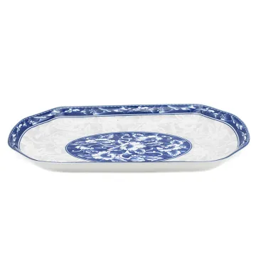Blue And White Ceramic Oval Plate