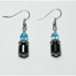 Hematite Taiji Earring con el hallazgo de color plata