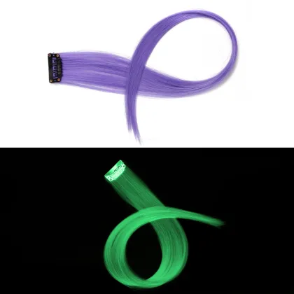 AliLeader 20inch 100% Glowing Synthetic Hair One Clip In Hair Extension Shining Hair In The Darkness