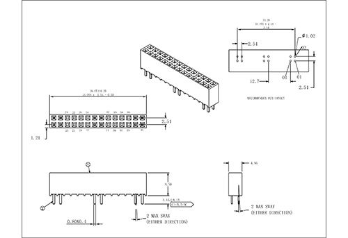 2.54 mm Female Header Dual Row Straight Type FHES21-XXDXXXX