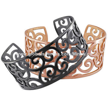 Stainless Steel Bangles with Glaze Design, Nickel- and Lead-free