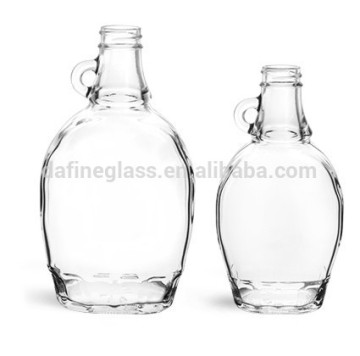 8oz & 12oz Glass Bottles, Clear Glass Syrup Bottles w/ Black Ribbed Lined Caps