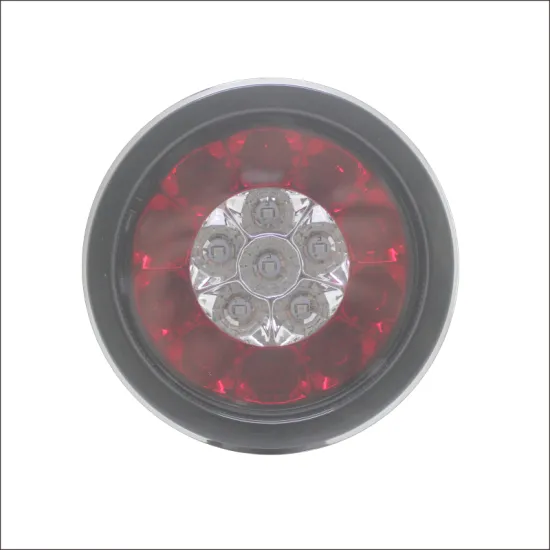 16-LED Red 4 Inch Round Stop Turn Brake and Yellow Tail Light with Stainless Steel Rings for Trucks, Trailers, RVs, Jeep