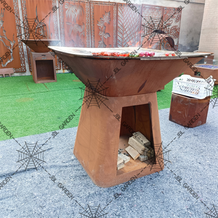 Rusty Corten Metal Barbecue Grill BBQ