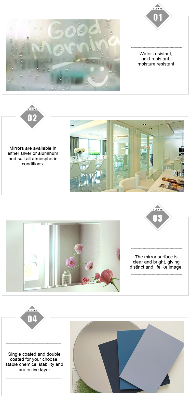 5mm 6mm decorative metal round bathroom safety frame glass mirror price