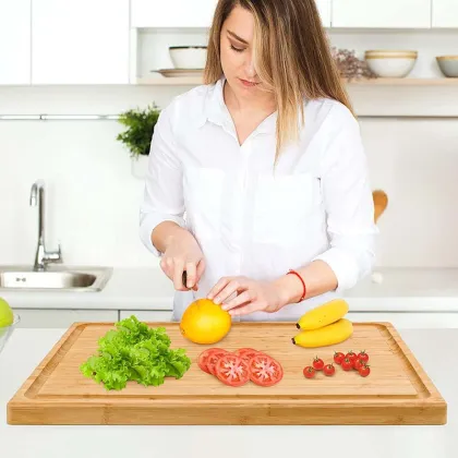 JOYWAVE Thickened Heavy Duty Bamboo Butcher Block Chopping Board - Large Kitchen Cutting Board Wholesale