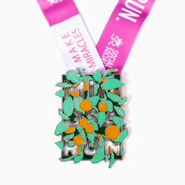 Aangepaste emailkleur Orange Fruit Run Sport Medal