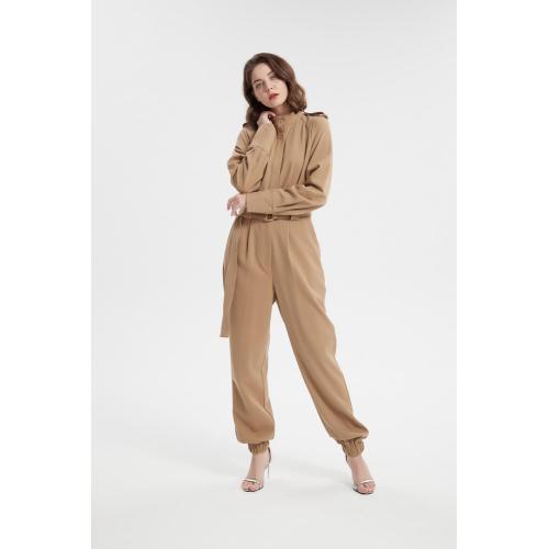 Long Length Yoga Pants girls jumpsuit playsuits long sleeve jumpsuit with belt Factory