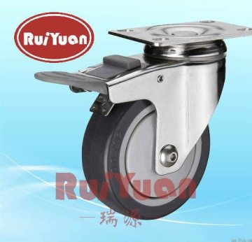 Stainless Steel Braked Castor with POLYURETHANE Wheel